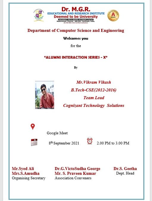 “Alumni Interaction Series – X” by the Department of Computer Science and Engineering