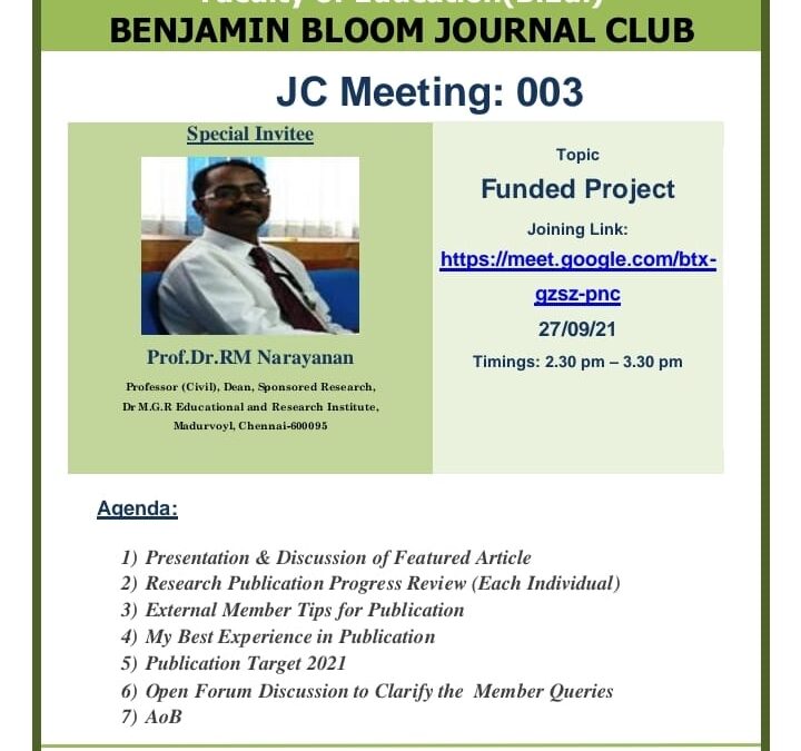 Benjamin Bloom Journal Club Meeting – Report