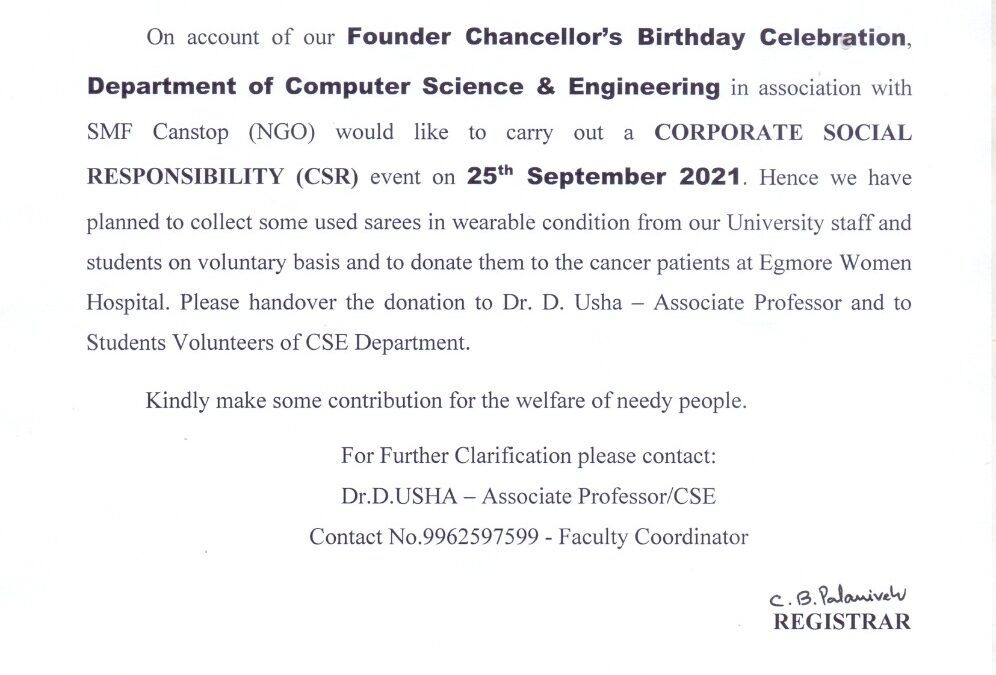 “Founder Chancellor’s Birthday Celebration” by the Department of Computer Science and Engineering