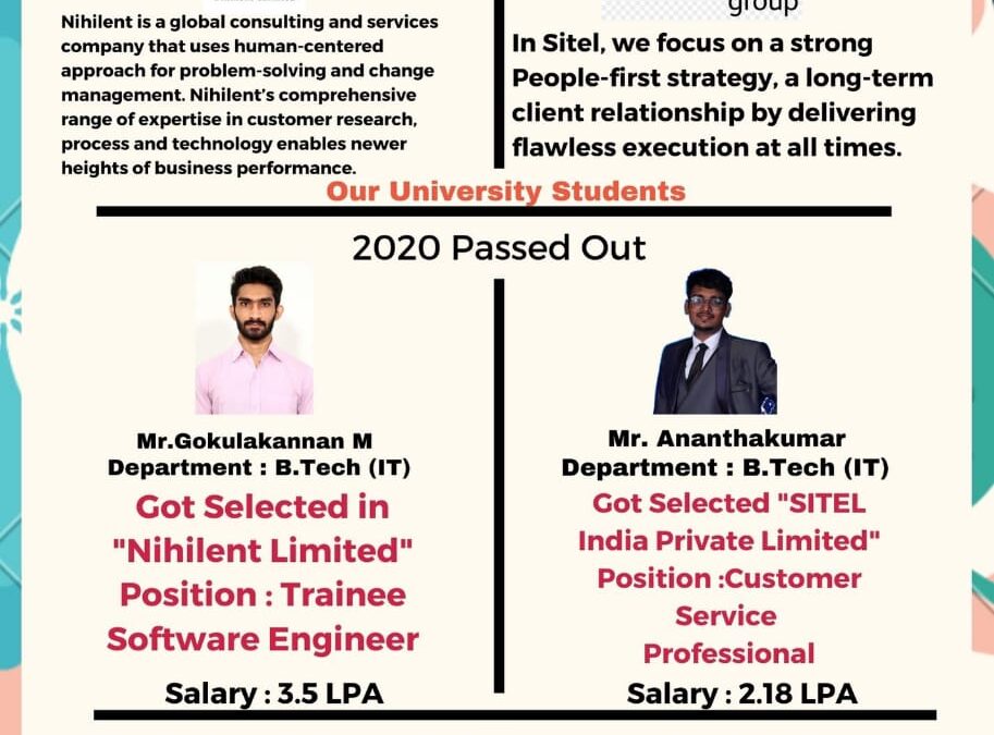 Department of Placement & Training – 2020 Passed Out Students