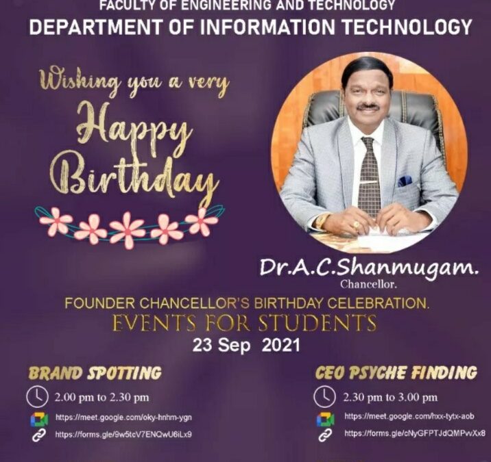 Events for Students On the Occasion of our Founder Chancellor’s Birthday Celebration