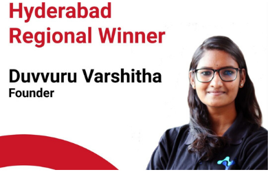 Duvvuru Varshitha, Alumni of Biotechnology (H & S) – Regional Winner in TIE Hyderabad