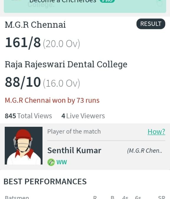 MGR Chennai won by 73 runs