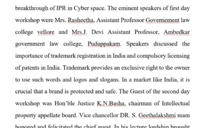 National Workshop on Intellectual Property Law
