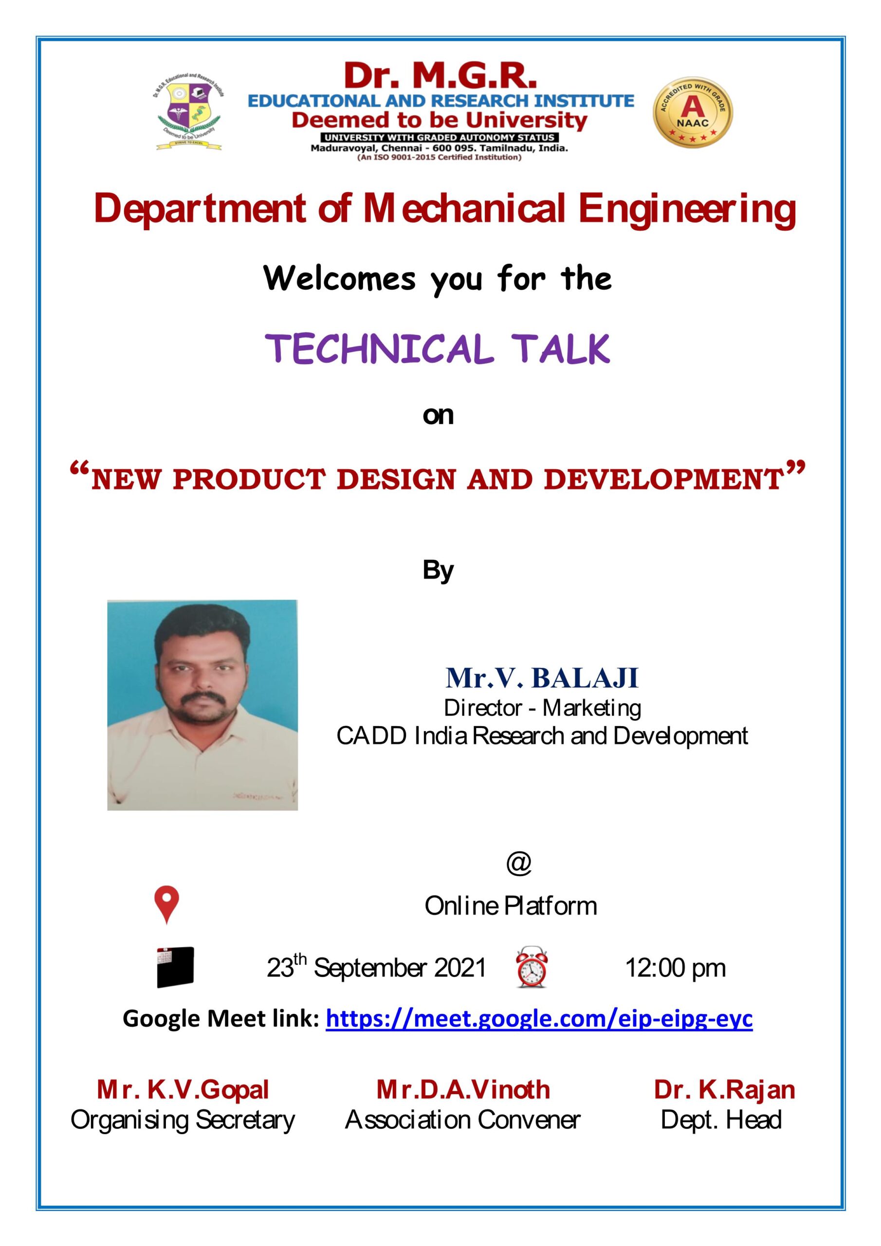 Technical Talk on New Product Design and Development