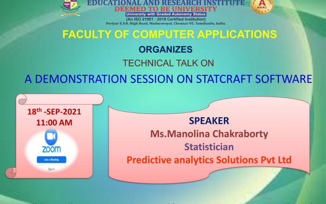 Technical Talk on “A Demonstration Session on Statcraft Software”