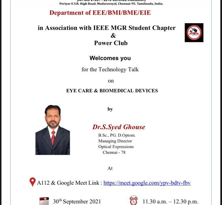 Technology Talk on Eye Care & Biomedical Devices