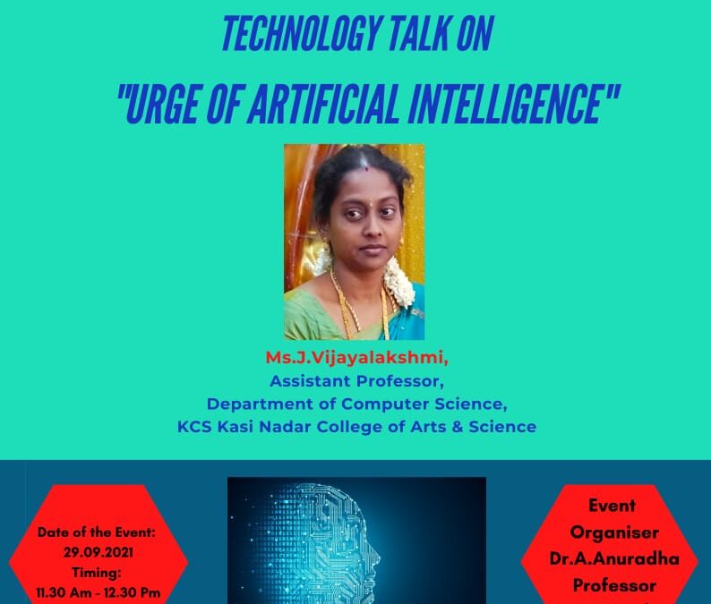 Technology Talk on Urge on Artificial Intelligence