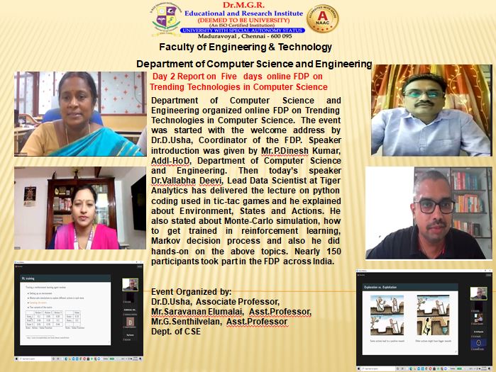 Day 2 Report on Five Days online FDP on Trending Technologies in Computer Science