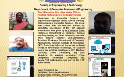 Day 3 Report on Five Days online FDP on Trending Technologies in Computer Science