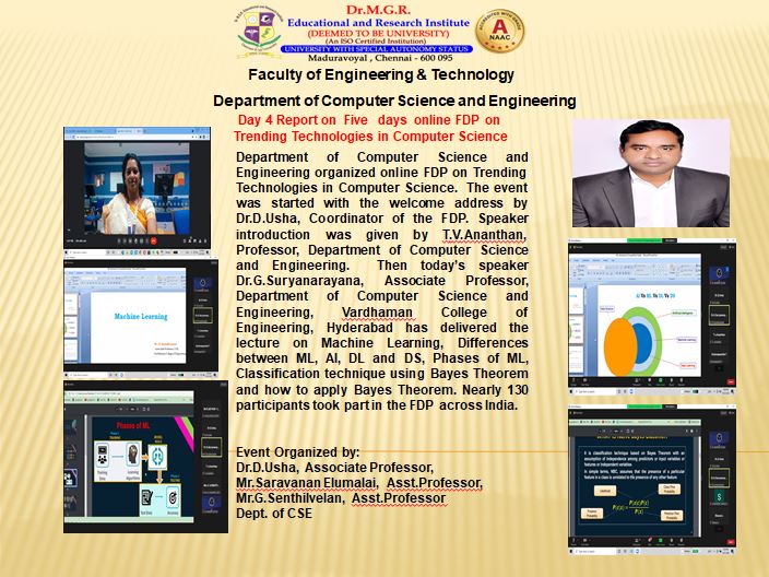 Day 4 Report on Five Days online FDP on Trending Technologies in Computer Science