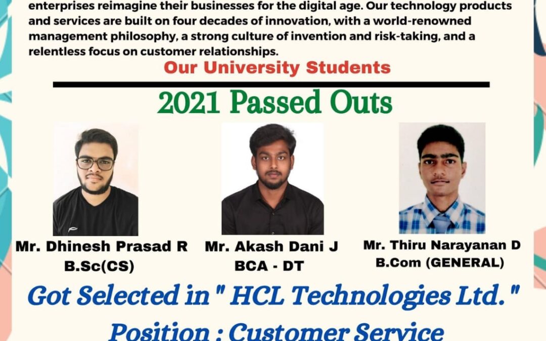 Department of Placement & Training 2021 Passed Outs