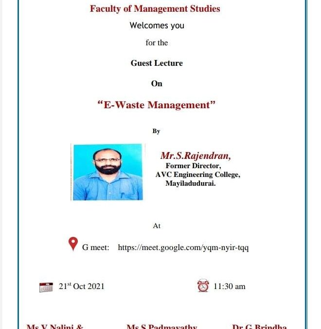 Guest Lecture on E-Waste Management