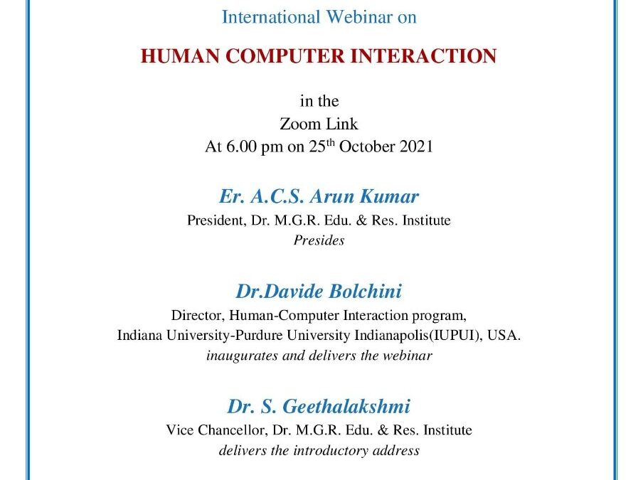 International Webinar on Human Computer Interaction