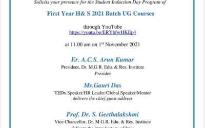 Student Induction Day program of First year UG H & S 2021 Batch