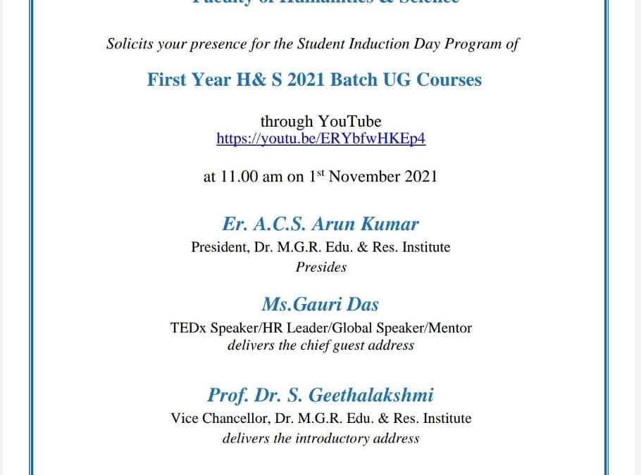 Student Induction Day program of First year UG H & S 2021 Batch
