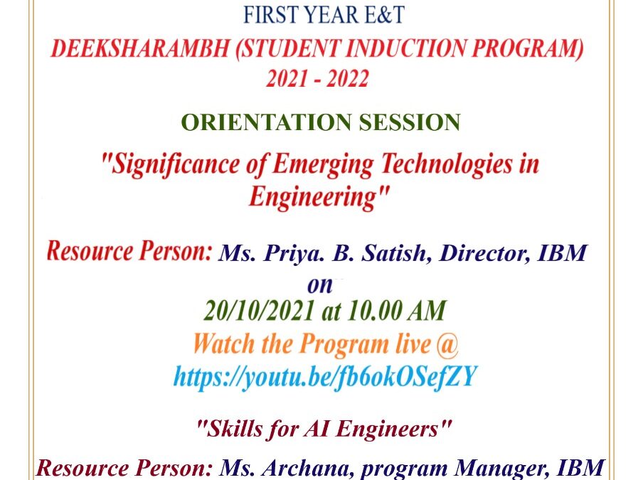 Deeksharambh 2021, Student Induction Program (SIP) Orientation Session