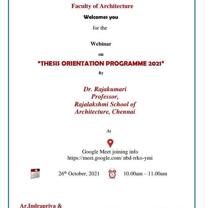 Webinar on Thesis Orientation Programme 2021