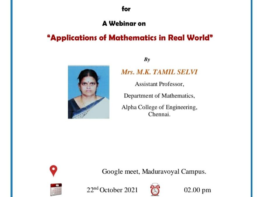 Webinar on Application of Mathematics in Real World