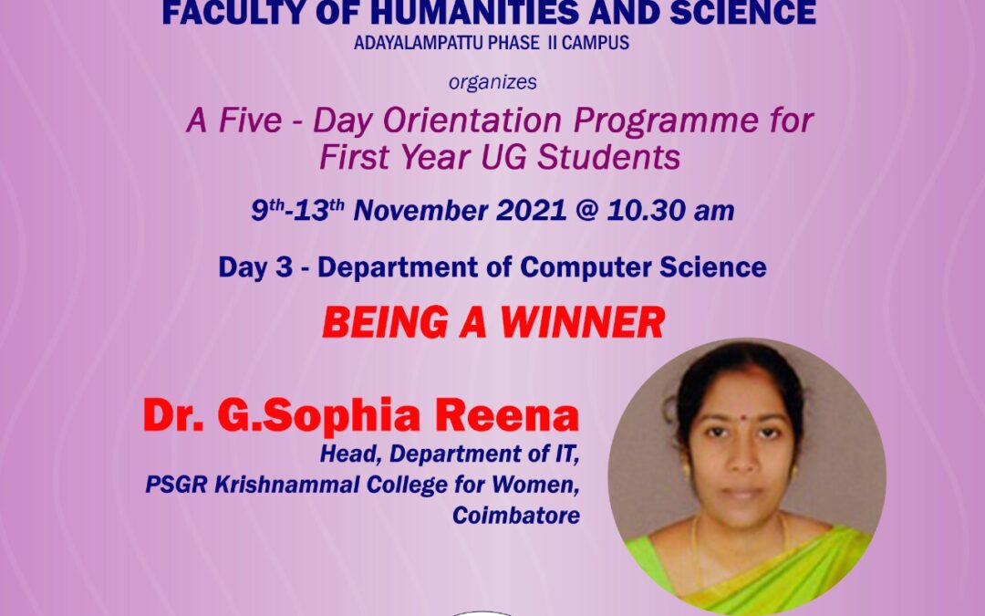 Orientation Programme (2021-2022) 9th – 13th November